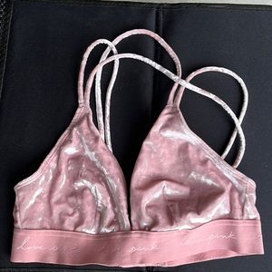 VICTORIA'S SECRET Women's S Pink Polyester Velour Bra Sports Bra